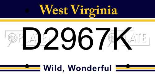 D2967K West Virginia License Plate
