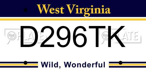 D296TK West Virginia License Plate