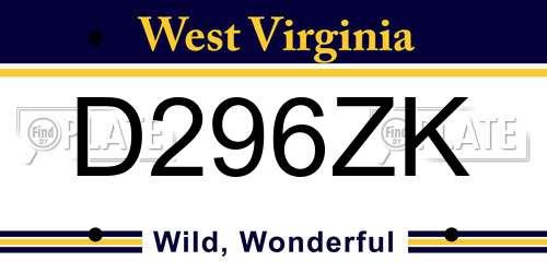 D296ZK West Virginia License Plate