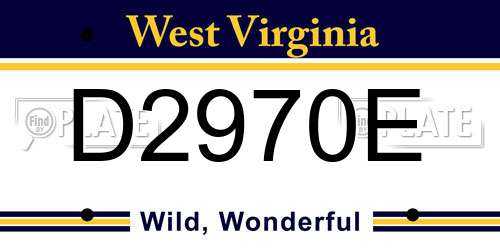 D2970E West Virginia License Plate