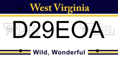 D29EOA West Virginia License Plate