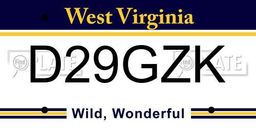 D29GZK West Virginia License Plate