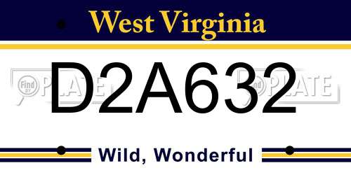 D2A632 West Virginia License Plate