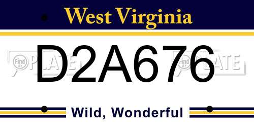 D2A676 West Virginia License Plate