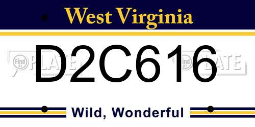 D2C616 West Virginia License Plate