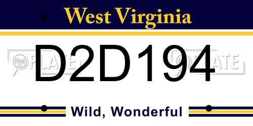D2D194 West Virginia License Plate