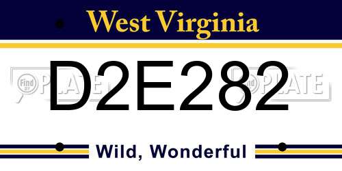 D2E282 West Virginia License Plate