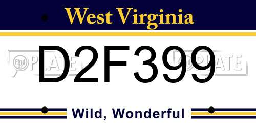 D2F399 West Virginia License Plate