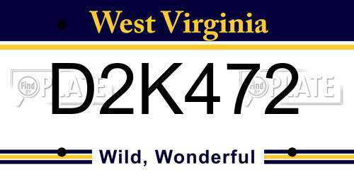 D2K472 West Virginia License Plate