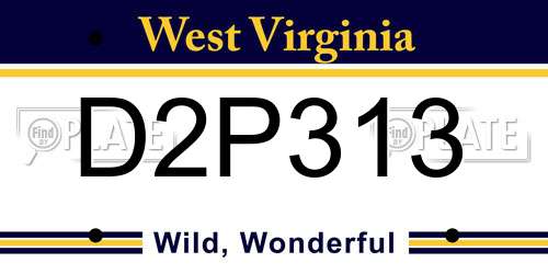 D2P313 West Virginia License Plate