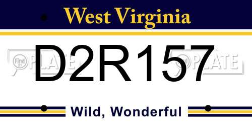 D2R157 West Virginia License Plate