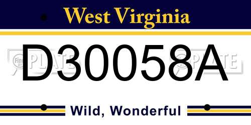 D30058A West Virginia License Plate