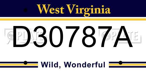 D30787A West Virginia License Plate