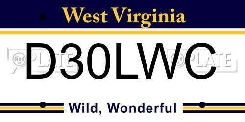 D30LWC West Virginia License Plate