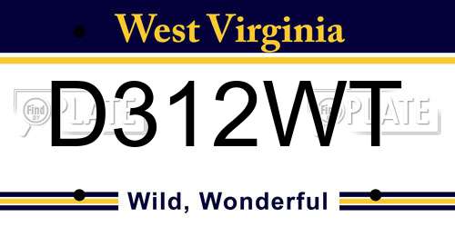 D312WT West Virginia License Plate