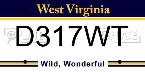 D317WT West Virginia License Plate