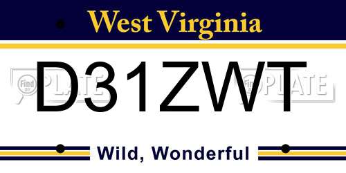 D31ZWT West Virginia License Plate