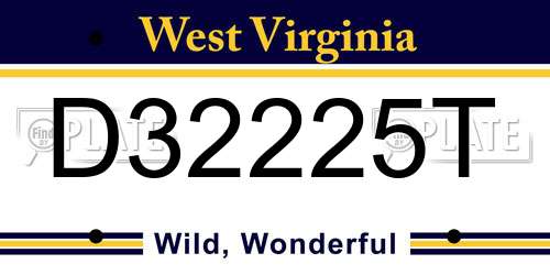D32225T West Virginia License Plate