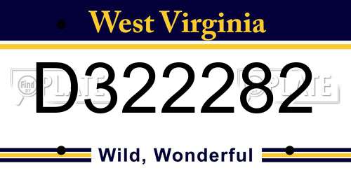 D322282 West Virginia License Plate
