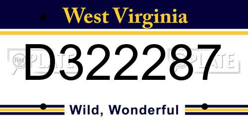 D322287 West Virginia License Plate