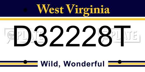 D32228T West Virginia License Plate