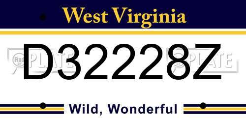 D32228Z West Virginia License Plate