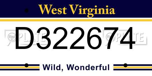 D322674 West Virginia License Plate