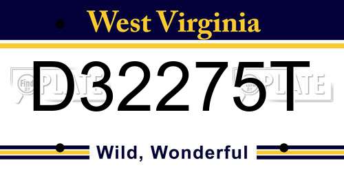 D32275T West Virginia License Plate