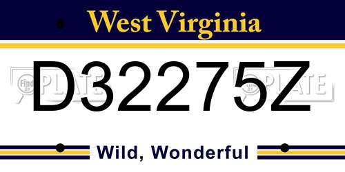 D32275Z West Virginia License Plate