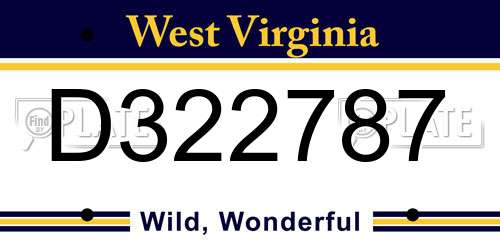 D322787 West Virginia License Plate