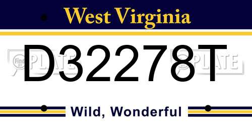 D32278T West Virginia License Plate