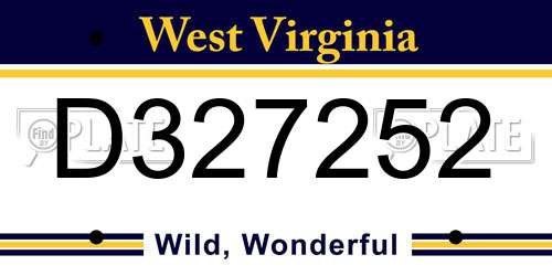 D327252 West Virginia License Plate