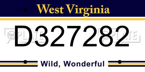 D327282 West Virginia License Plate