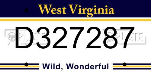D327287 West Virginia License Plate