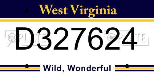 D327624 West Virginia License Plate