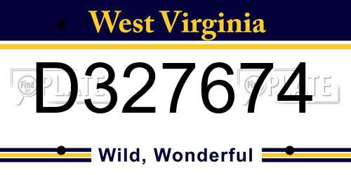 D327674 West Virginia License Plate