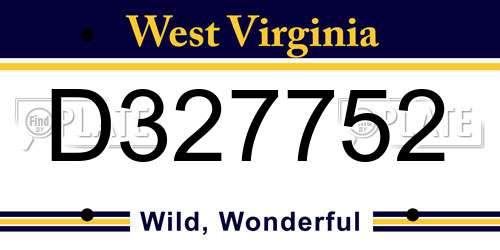 D327752 West Virginia License Plate