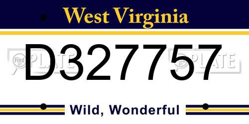 D327757 West Virginia License Plate