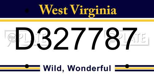 D327787 West Virginia License Plate