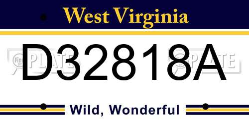D32818A West Virginia License Plate