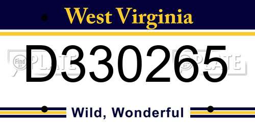 D330265 West Virginia License Plate
