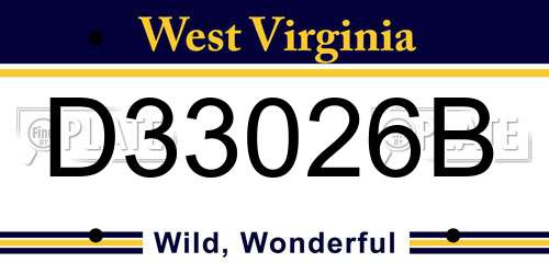D33026B West Virginia License Plate