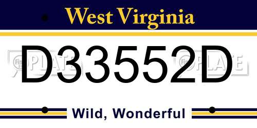 D33552D West Virginia License Plate
