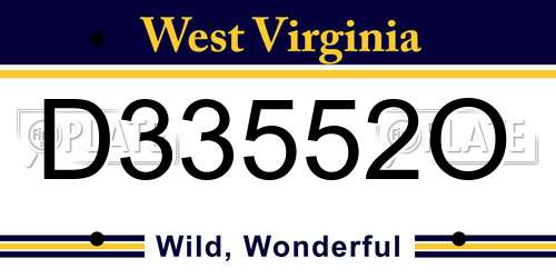 D33552O West Virginia License Plate