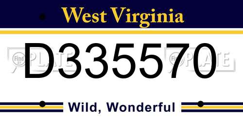 D335570 West Virginia License Plate