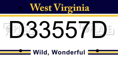 D33557D West Virginia License Plate