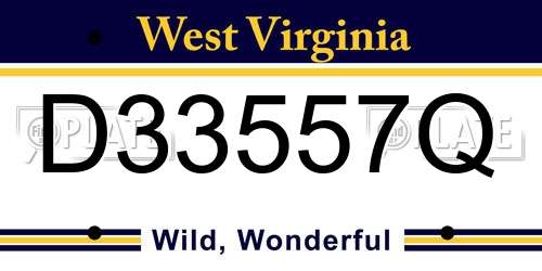 D33557Q West Virginia License Plate