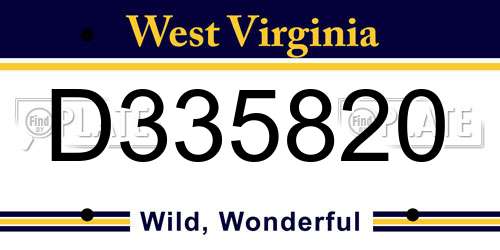 D335820 West Virginia License Plate
