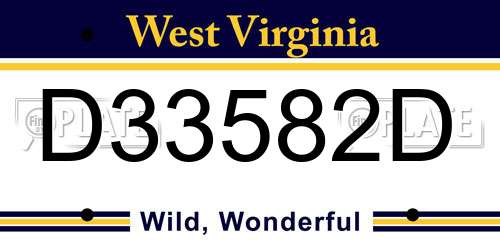 D33582D West Virginia License Plate