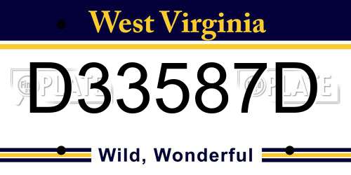 D33587D West Virginia License Plate